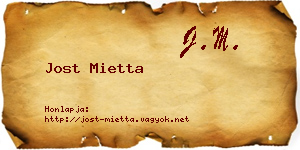Jost Mietta névjegykártya